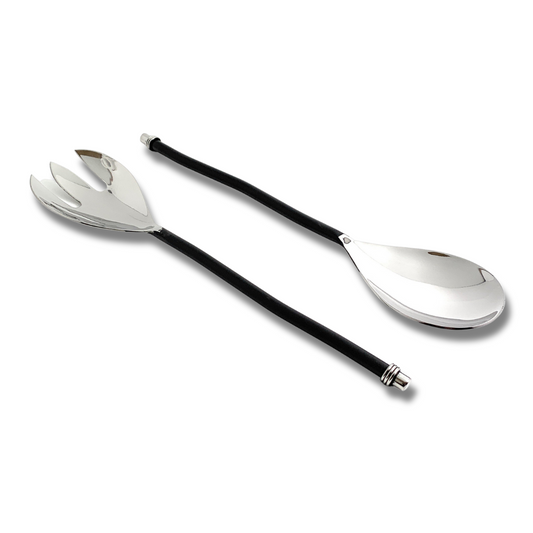 Black Stainless Steel Server Set | Black Fork and Spoon with Wire Top