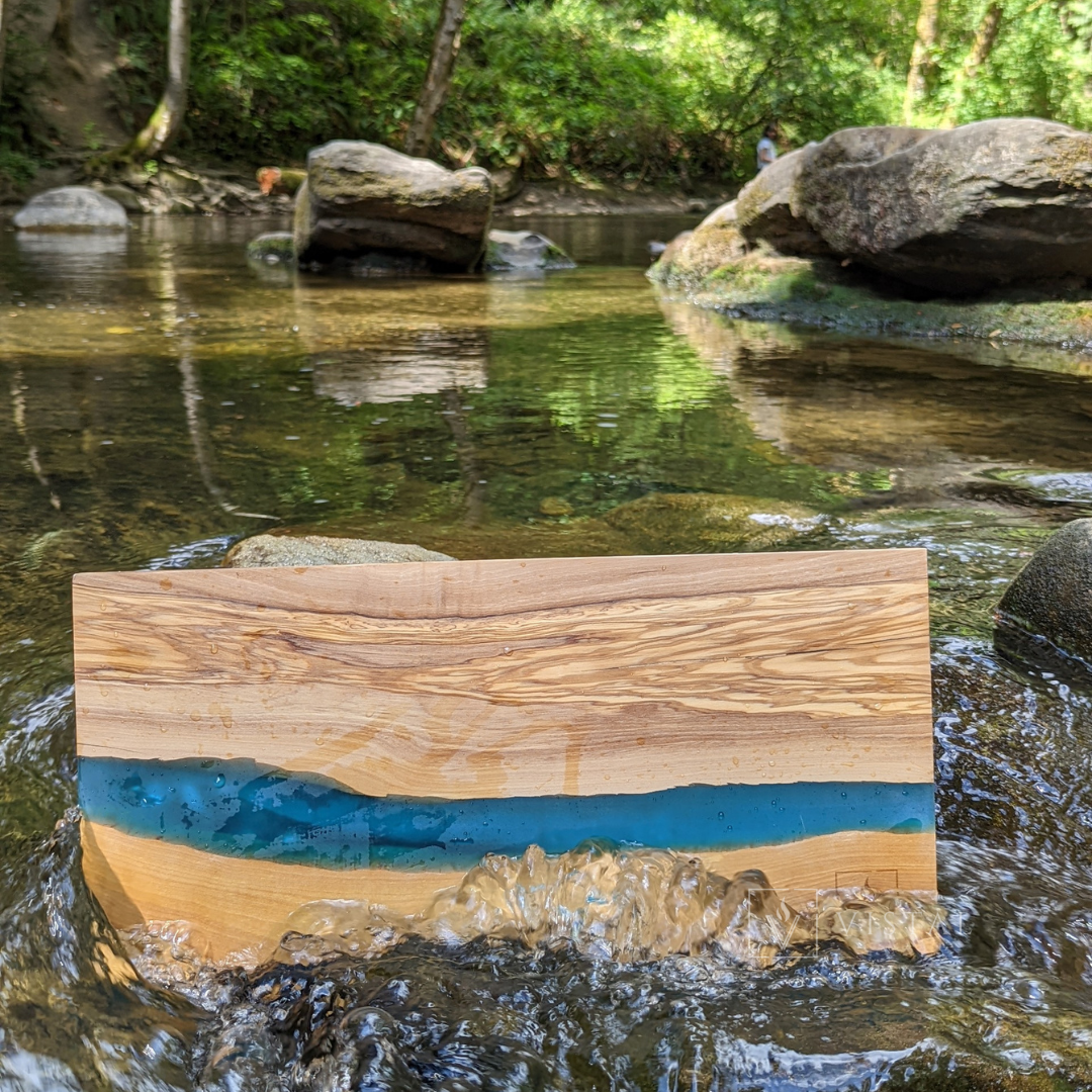 Large Olive Wood Charcuterie Board With Water Like Resin | Serves 4-6 People