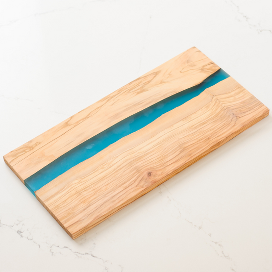 Large Olive Wood Charcuterie Board With Water Like Resin | Serves 4-6 People