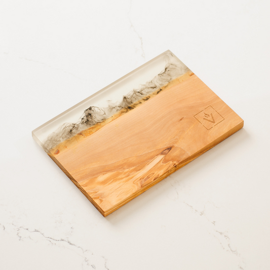 Olive Wood Charcuterie Board With Smokey Grey Resin | Serves 1-2 People