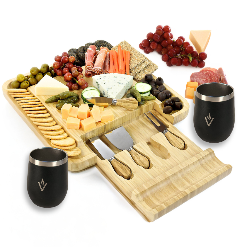 Bamboo Charcuterie Board with Tumblers