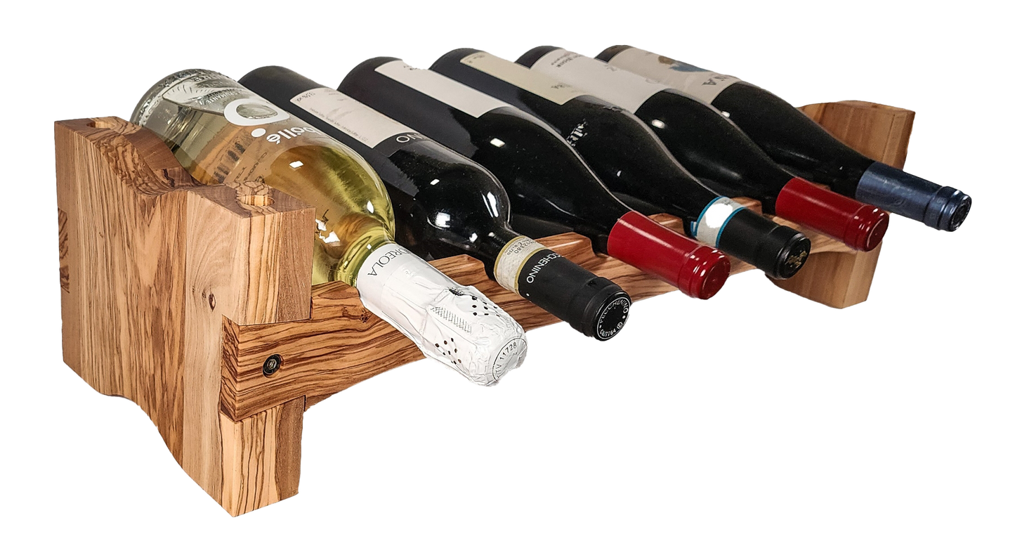 Stackable Wine Rack Acacia or Olive | Holds 12 bottles